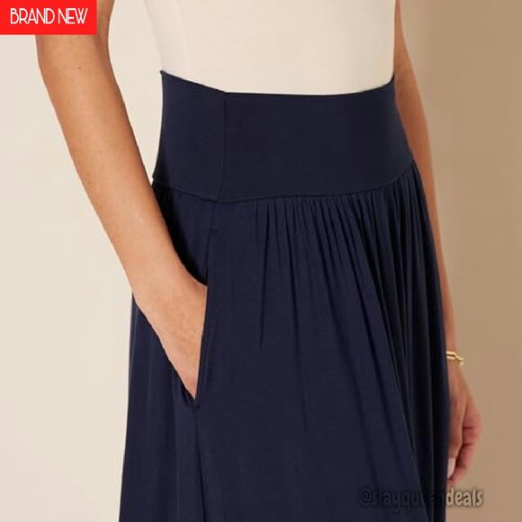 Soft Jersey Midi Skirt with Pockets, Relaxed Fit, Pull-On Waist - Picture 4 of 6